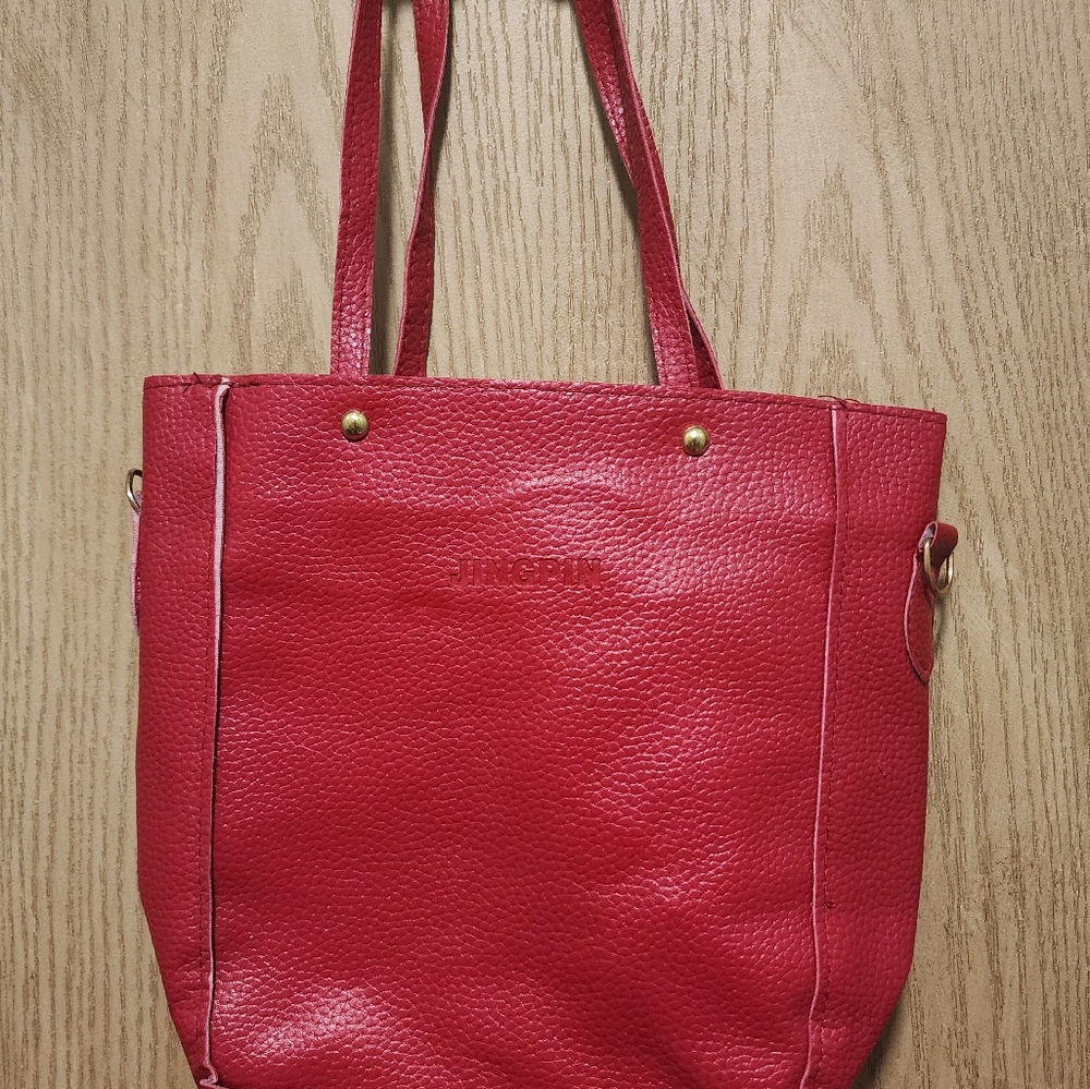 Classic Red Leather Tote Bag